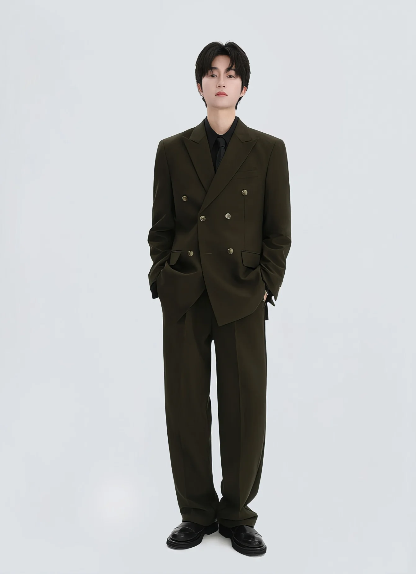 Straight Leg Pleated Trousers with Belt Loops - Image 9