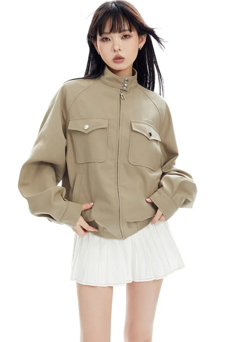 Tie-Neck Cargo Jacket with Snap Pockets - Image 3