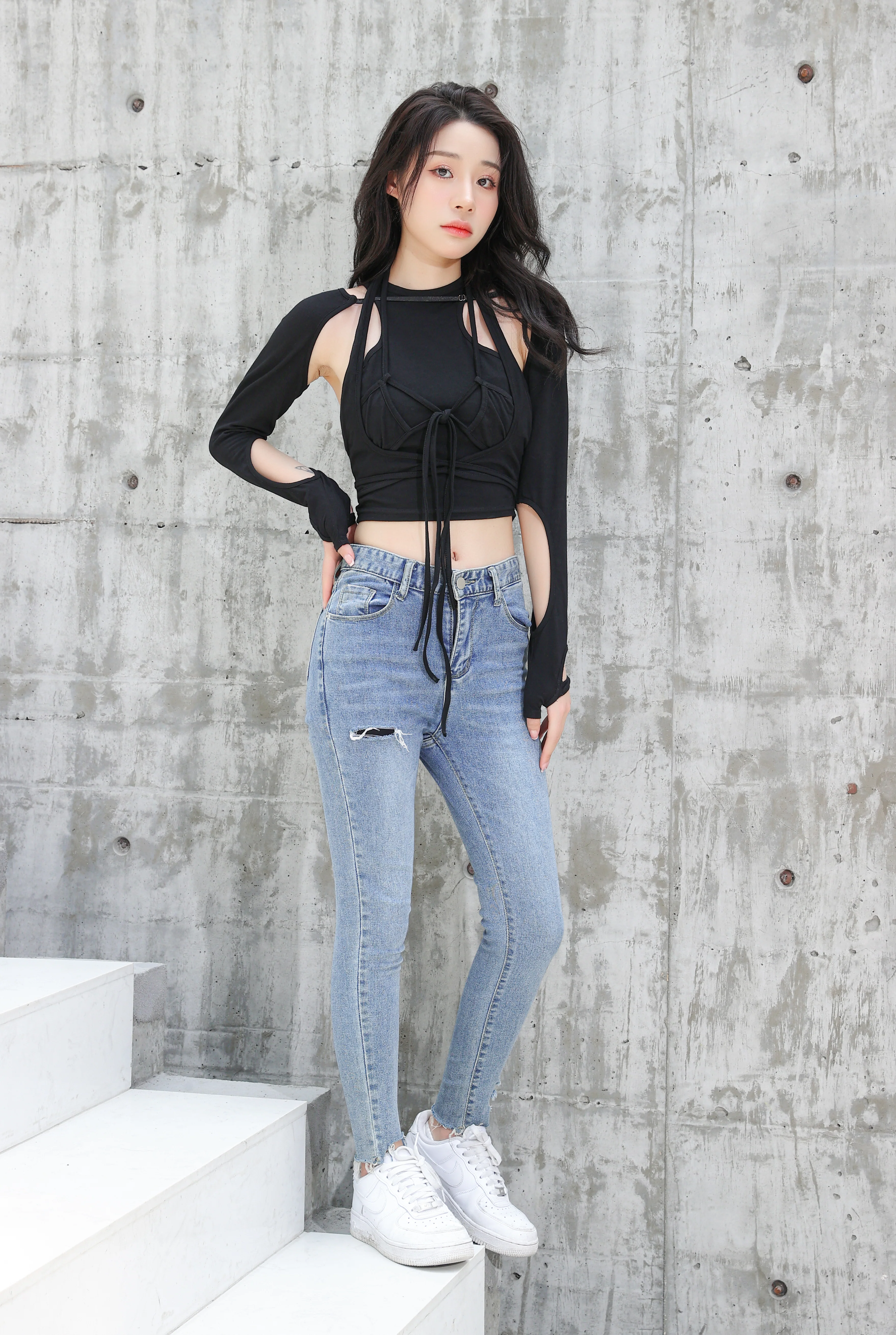 Tie-Up Detailed Crop Top with Cut-Outs - Image 14