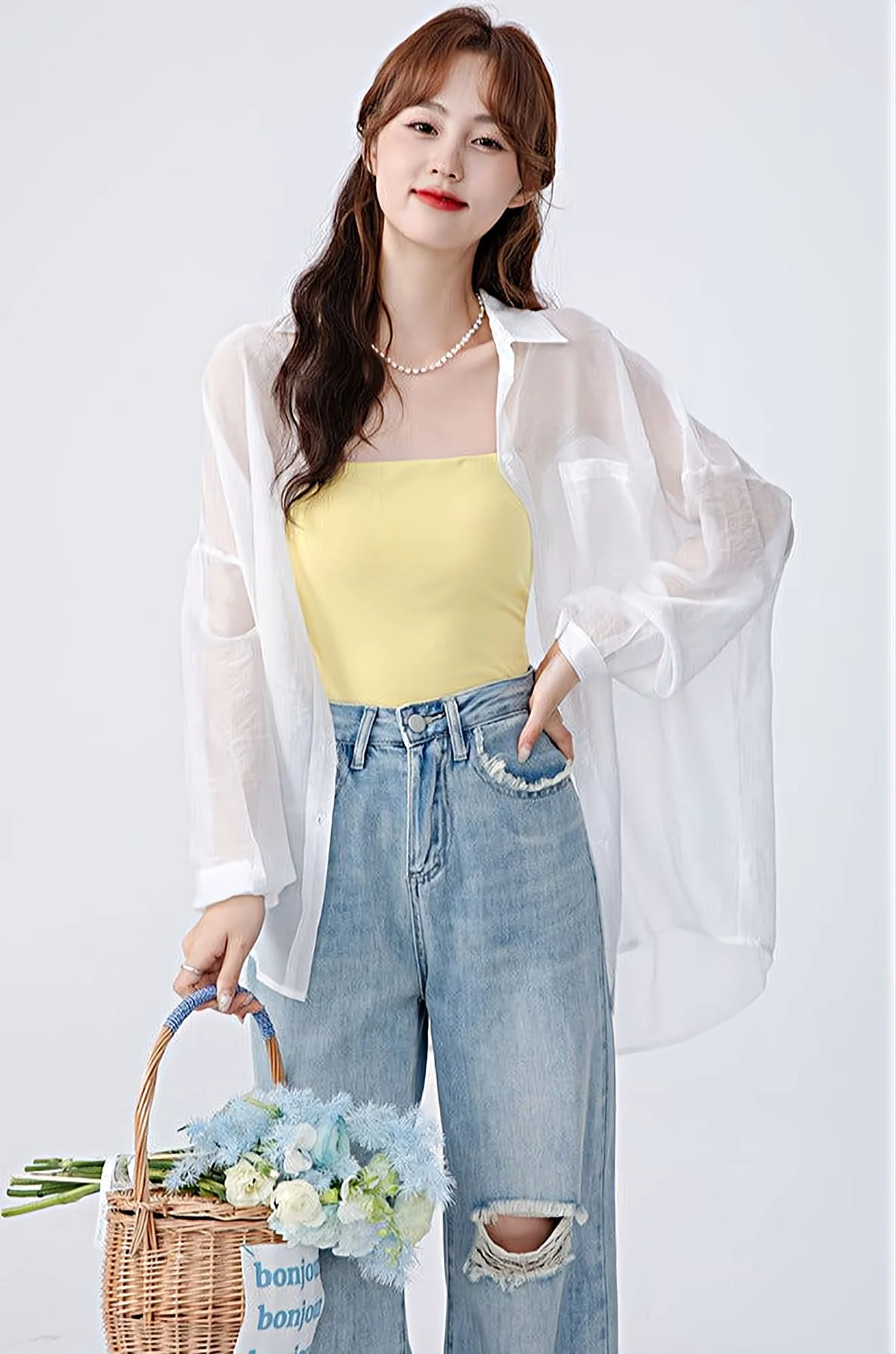 Translucent Long Sleeve Button Shirt - Image 11