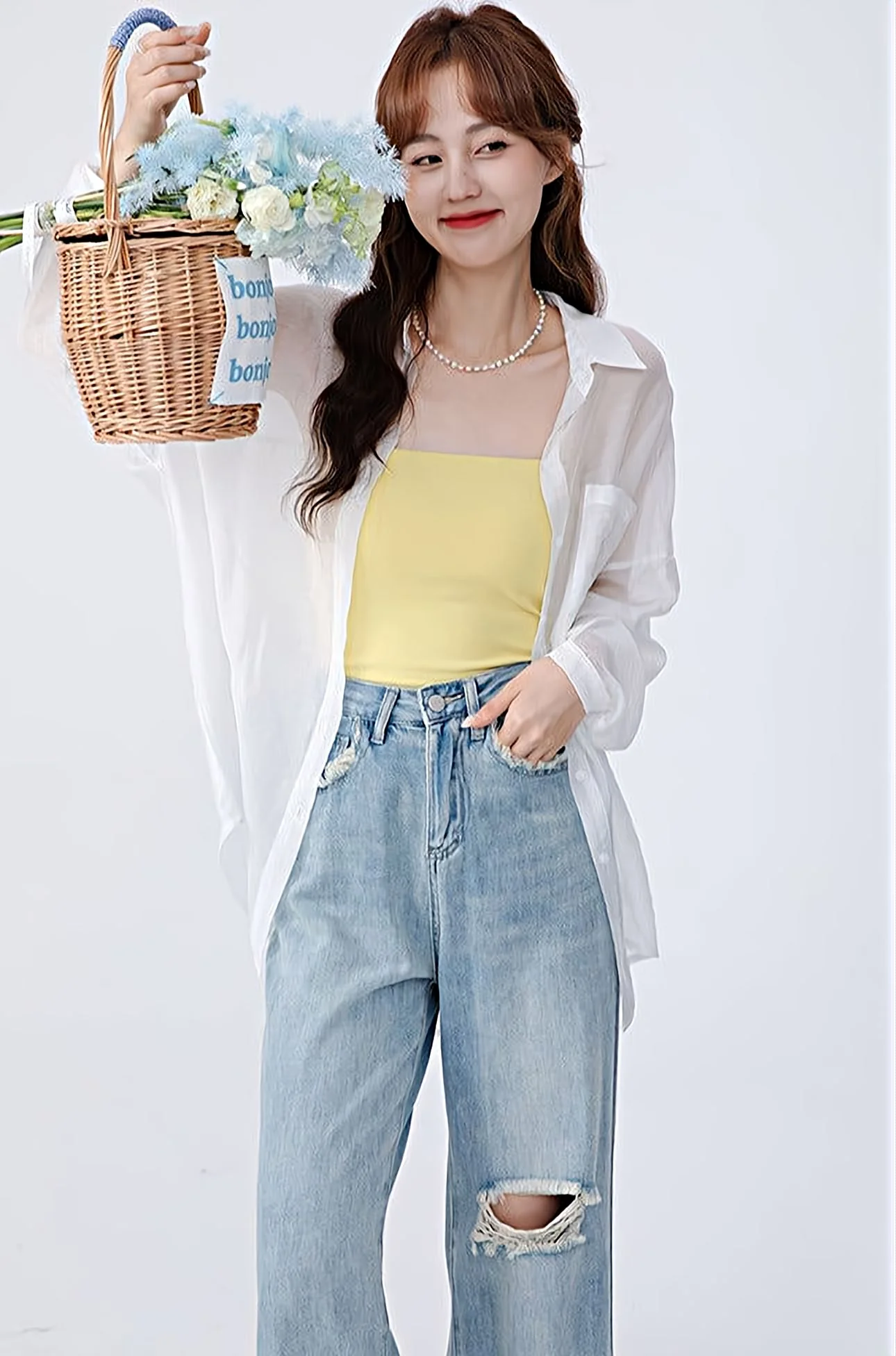 Translucent Long Sleeve Button Shirt - Image 14