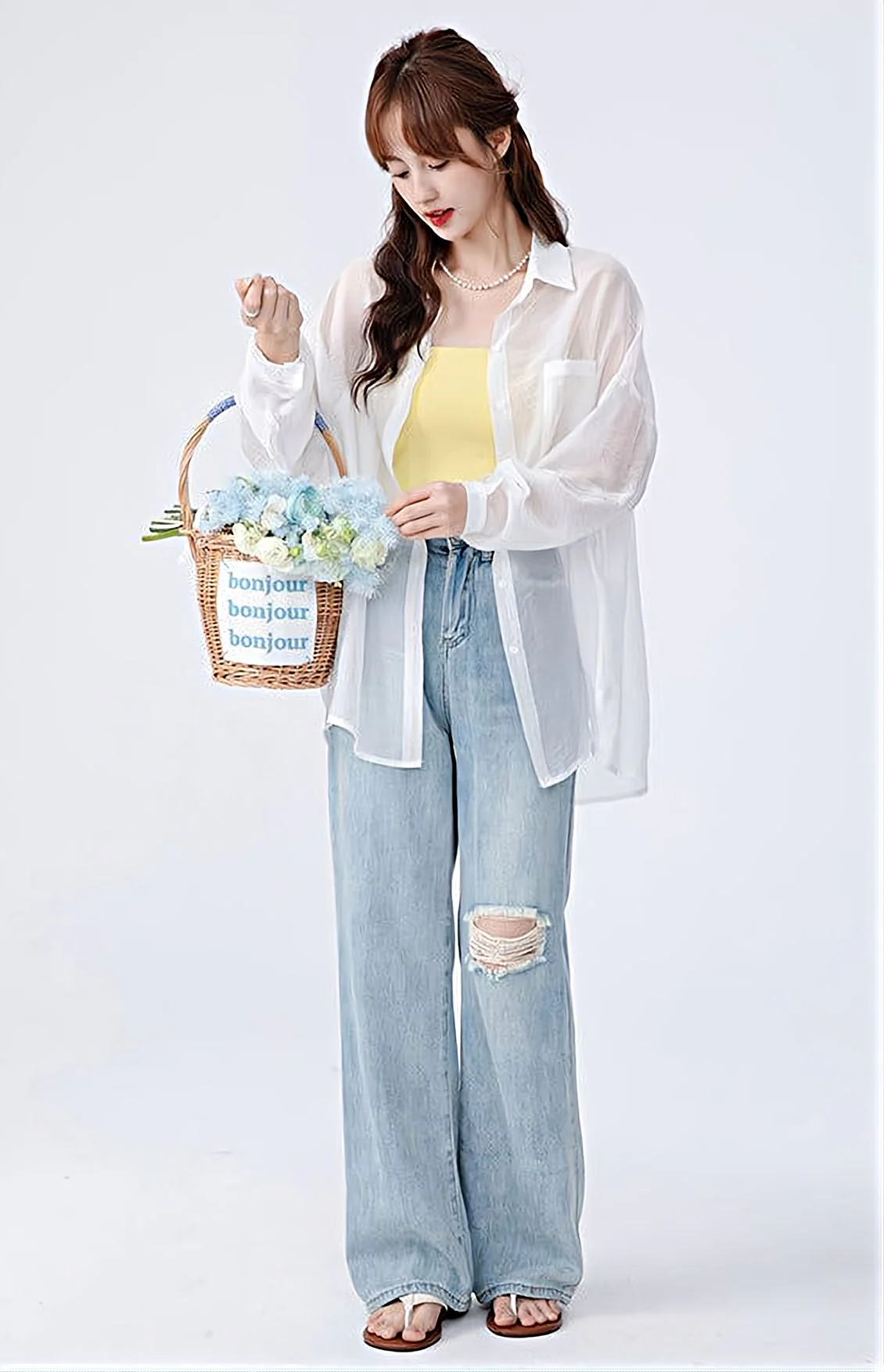Translucent Long Sleeve Button Shirt - Image 16