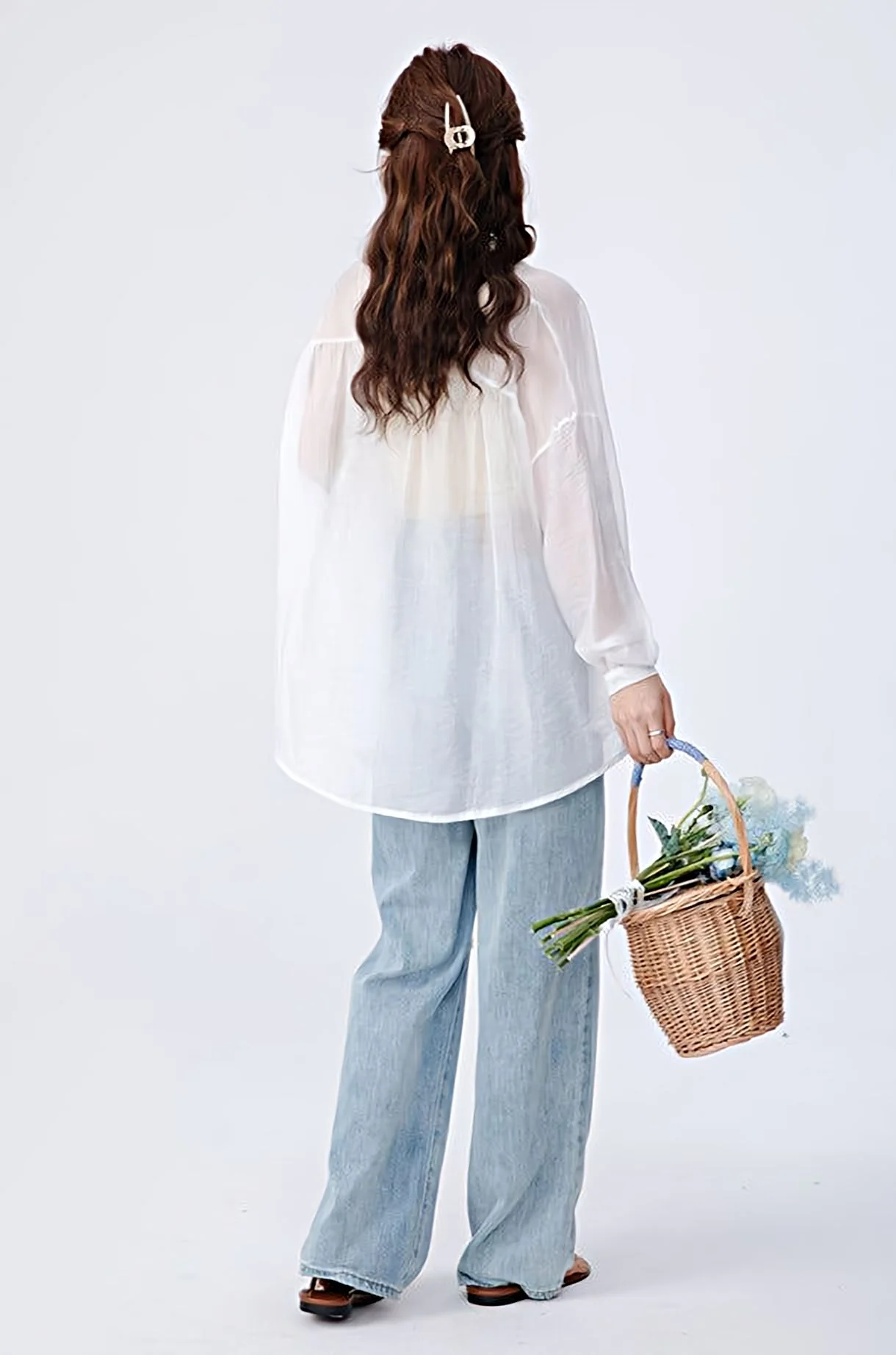 Translucent Long Sleeve Button Shirt - Image 18