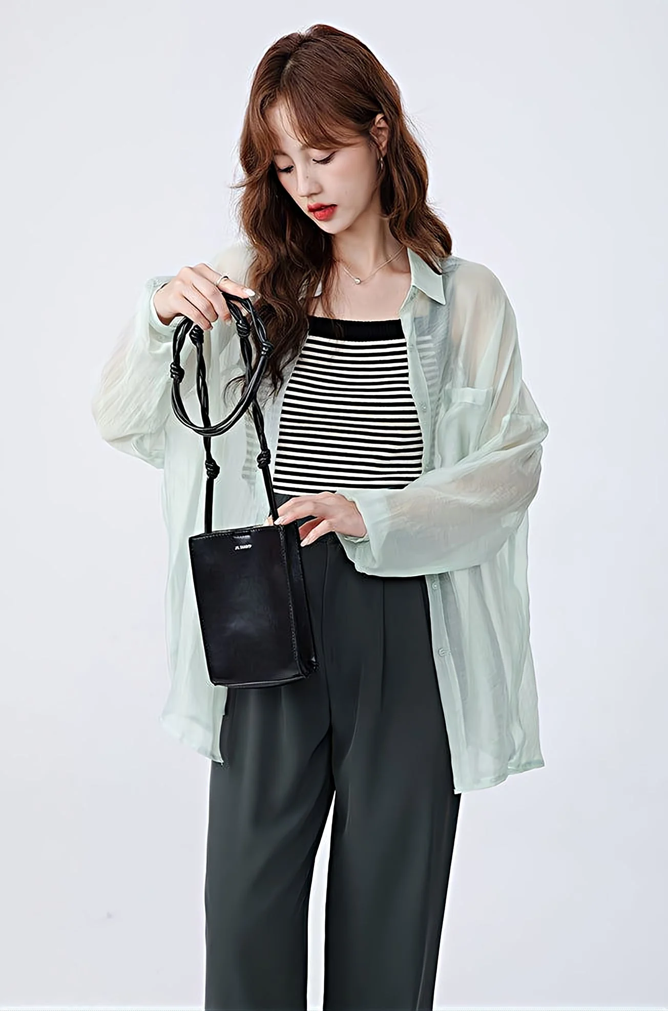 Translucent Long Sleeve Button Shirt - Image 3