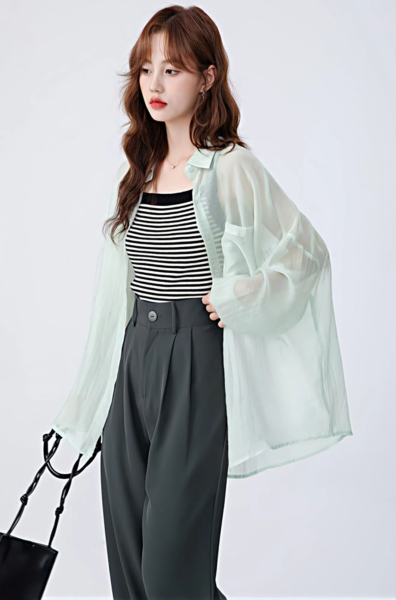 Translucent Long Sleeve Button Shirt - Image 4