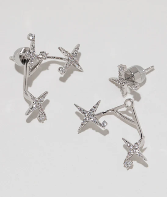 Triple Studded Star Earrings - Image 7