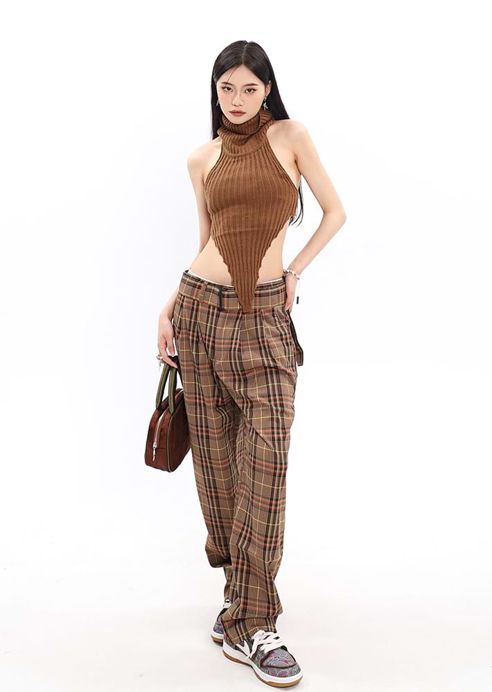 Turtleneck Pointed Hem Ribbed Top - Image 10