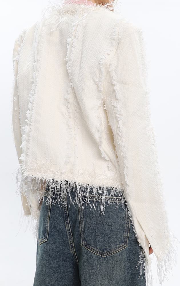 Tweed Tassel Hem Blazer - Image 11