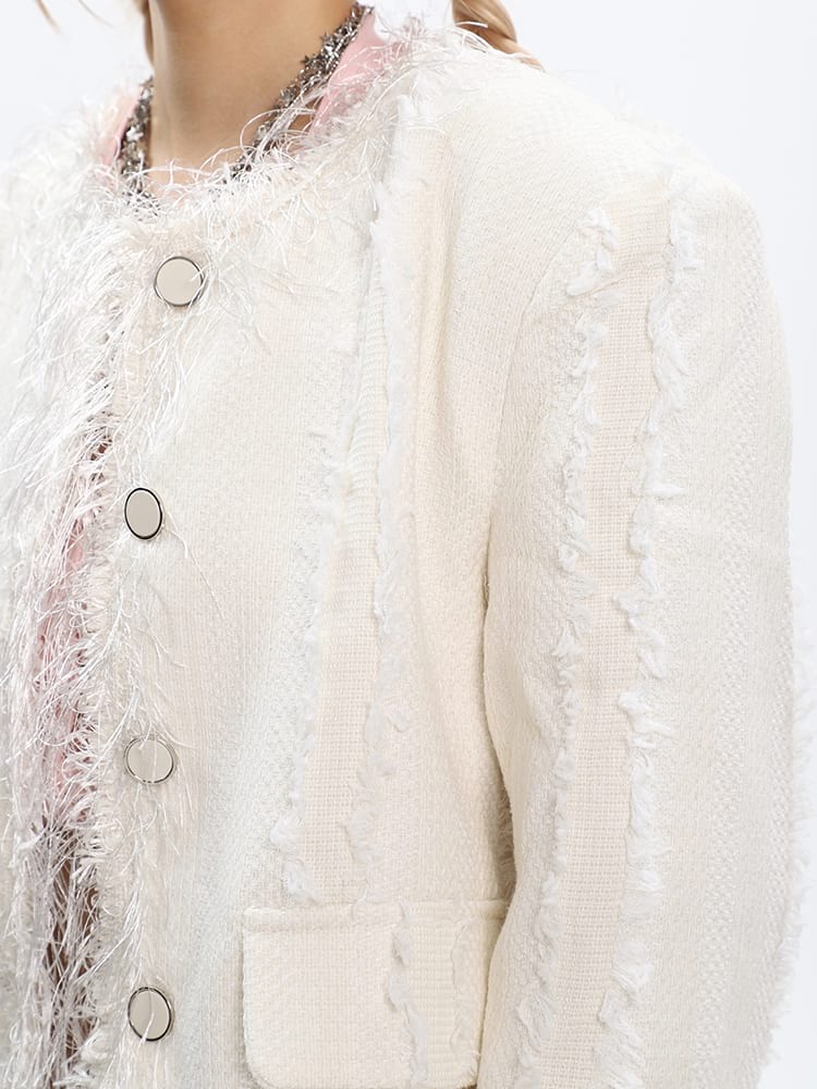 Tweed Tassel Hem Blazer - Image 12