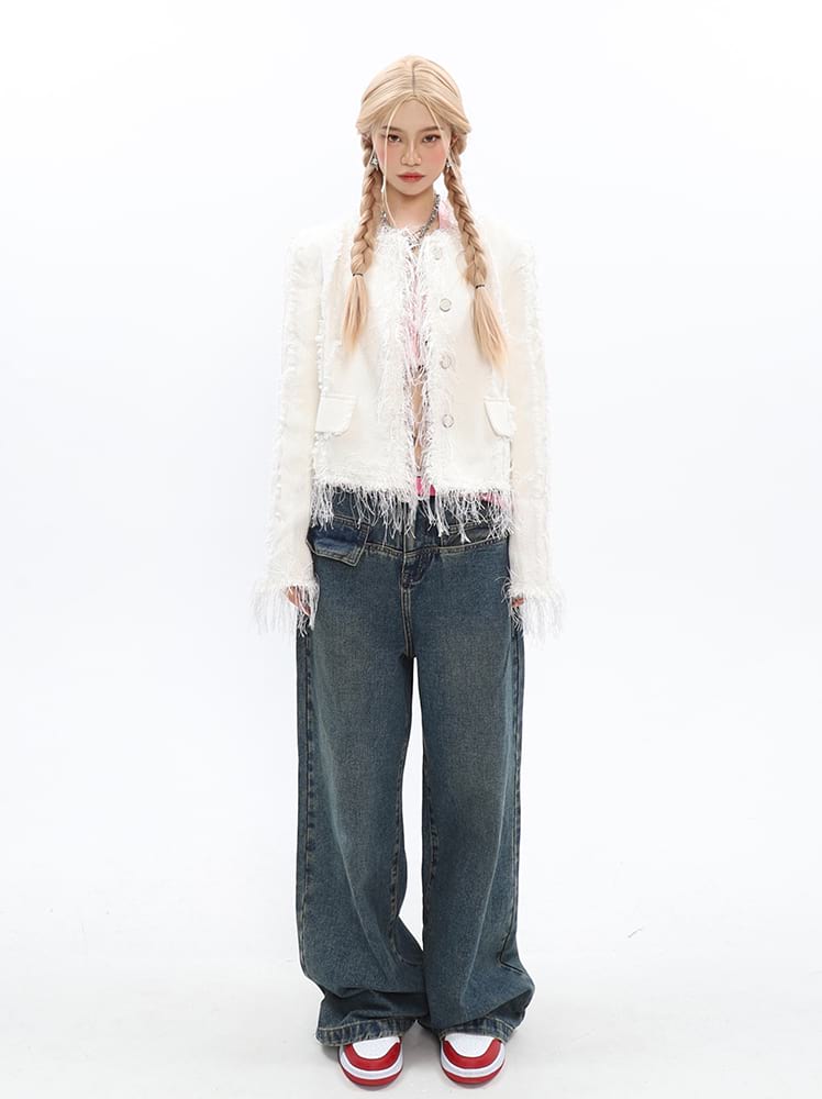 Tweed Tassel Hem Blazer - Image 13