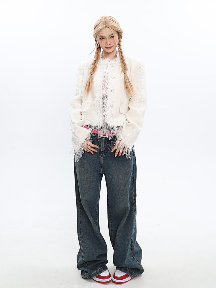 Tweed Tassel Hem Blazer - Image 14