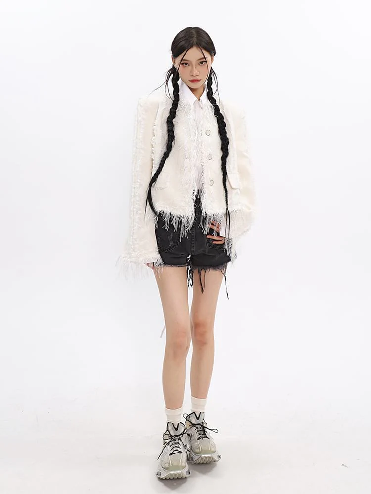 Tweed Tassel Hem Blazer - Image 18