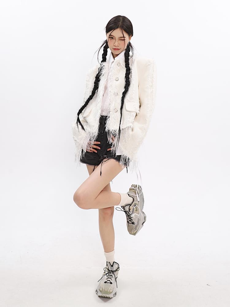 Tweed Tassel Hem Blazer - Image 19
