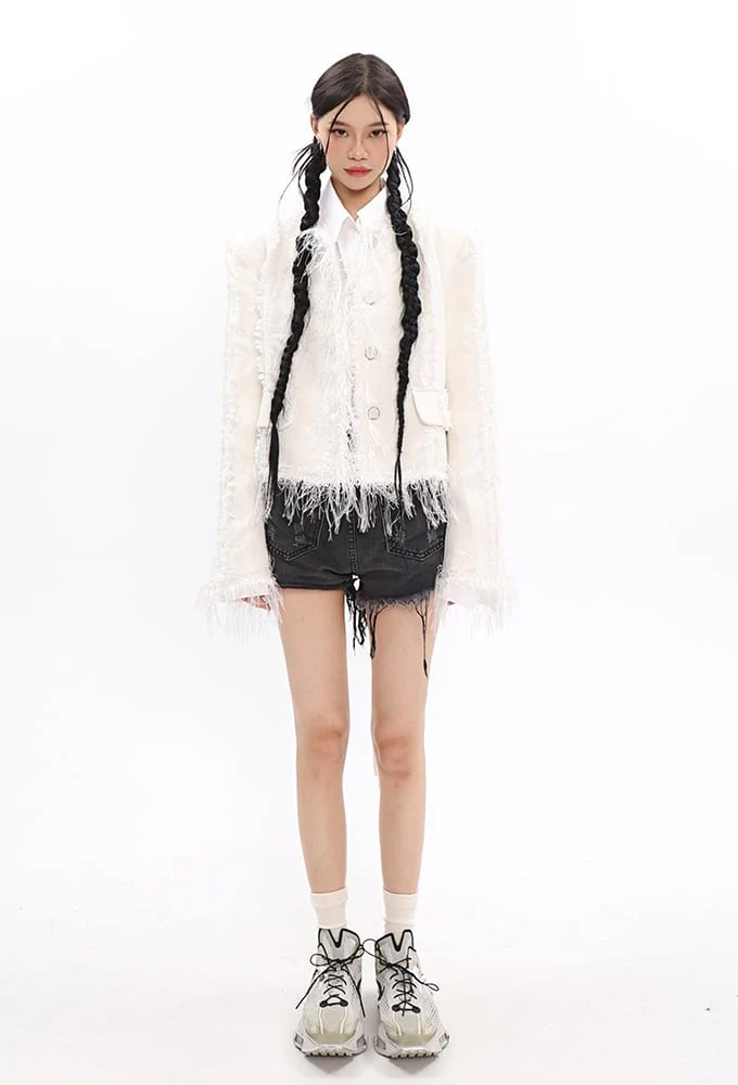 Tweed Tassel Hem Blazer - Image 20