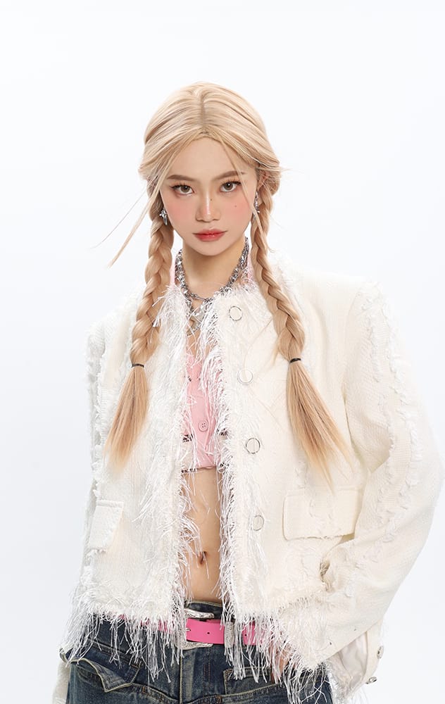 Tweed Tassel Hem Blazer - Image 3