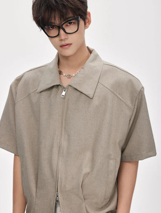 Two Way Zip Boxy Short Sleeve Top - Image 4