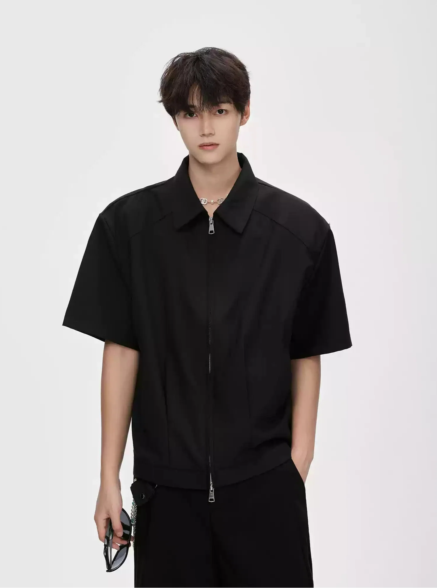 Two Way Zip Boxy Short Sleeve Top - Image 5