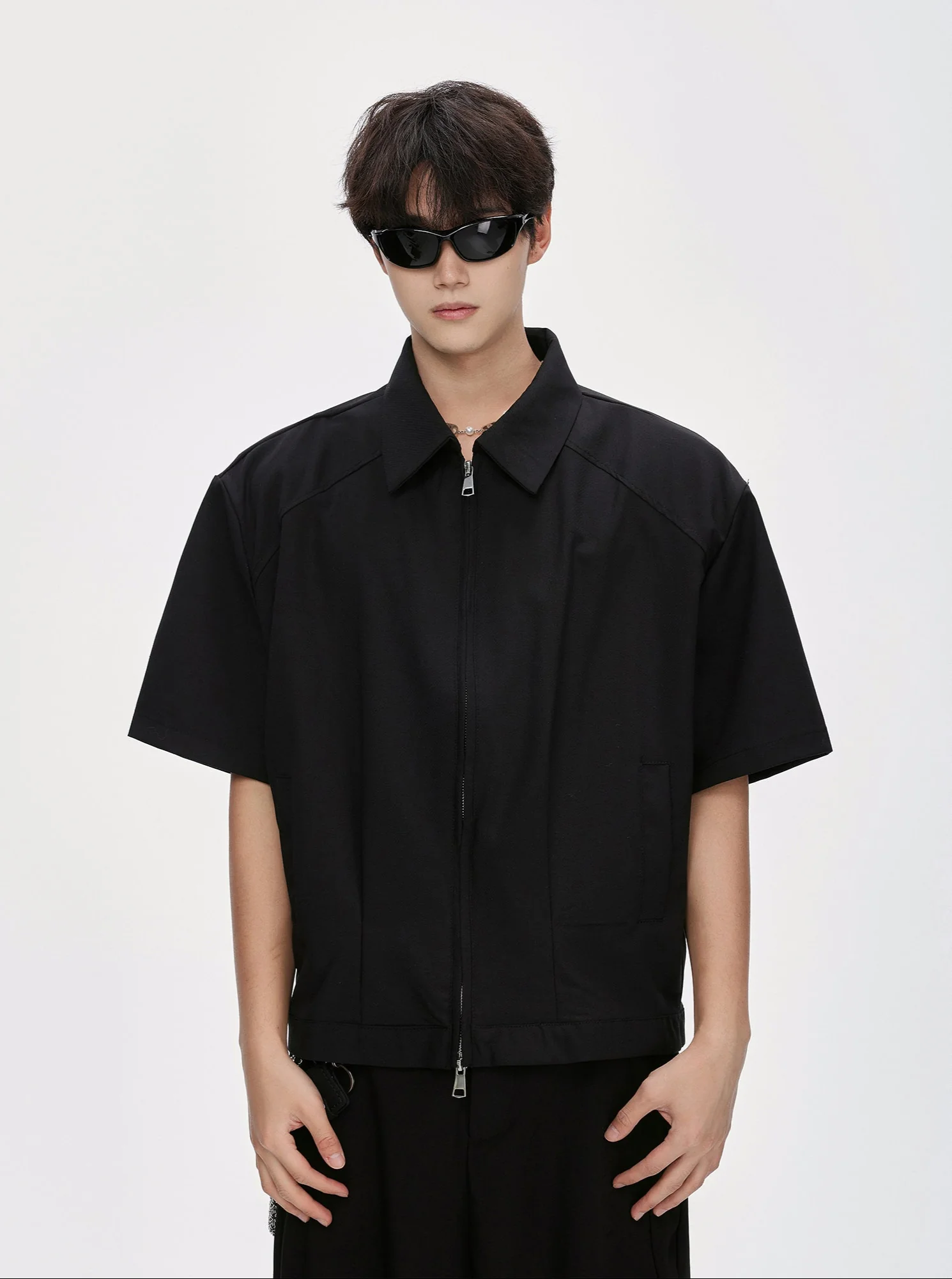 Two Way Zip Boxy Short Sleeve Top - Image 6