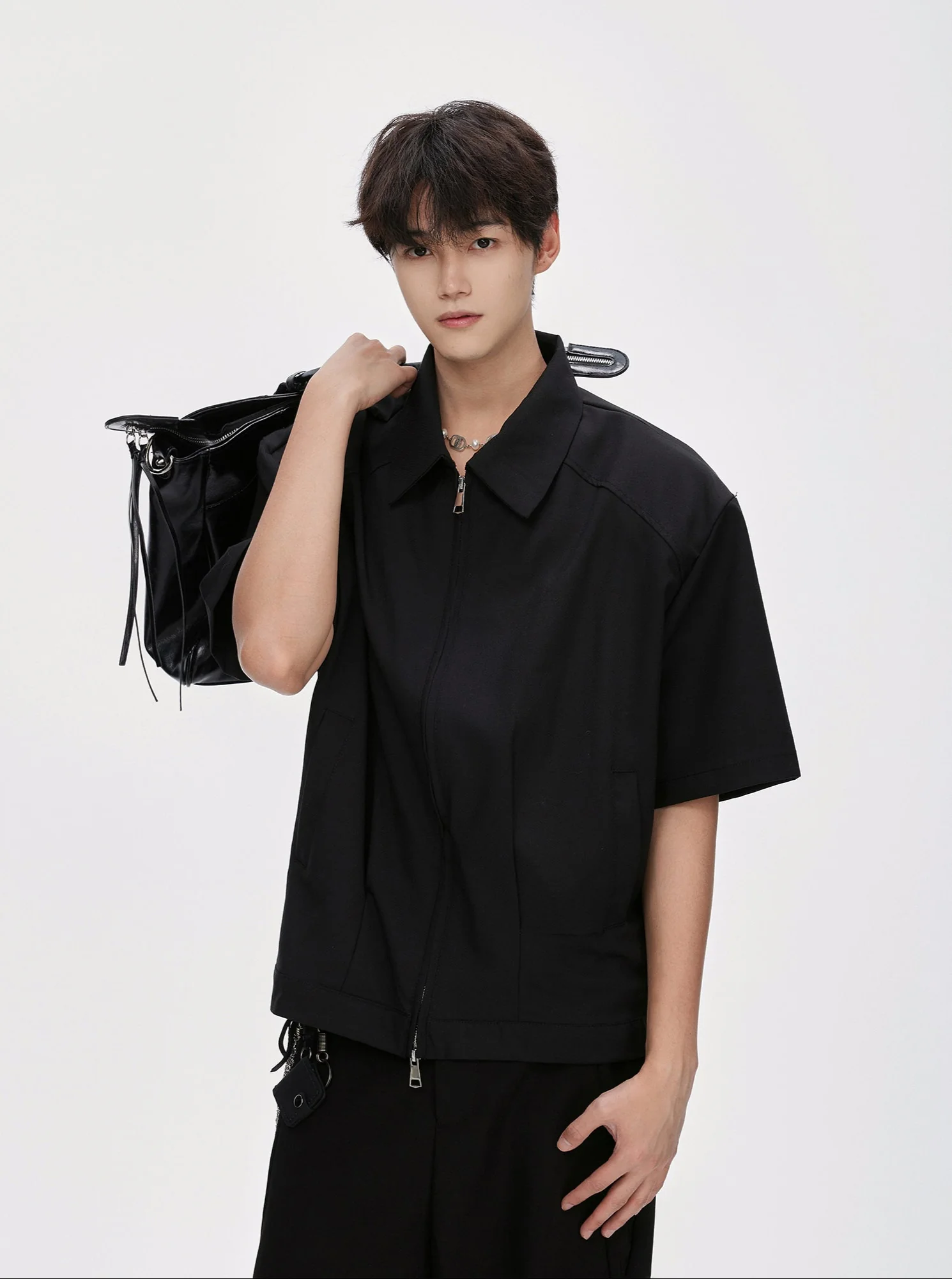 Two Way Zip Boxy Short Sleeve Top - Image 7