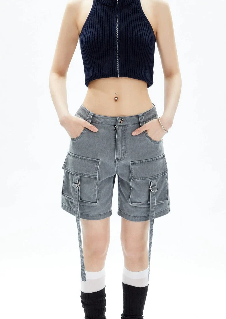 Utility Cargo Pocket Denim Shorts - Image 16