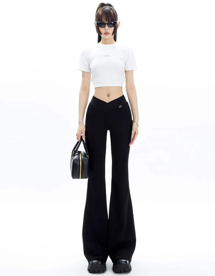 V Shape Waist Flare Leg Pants - Image 8