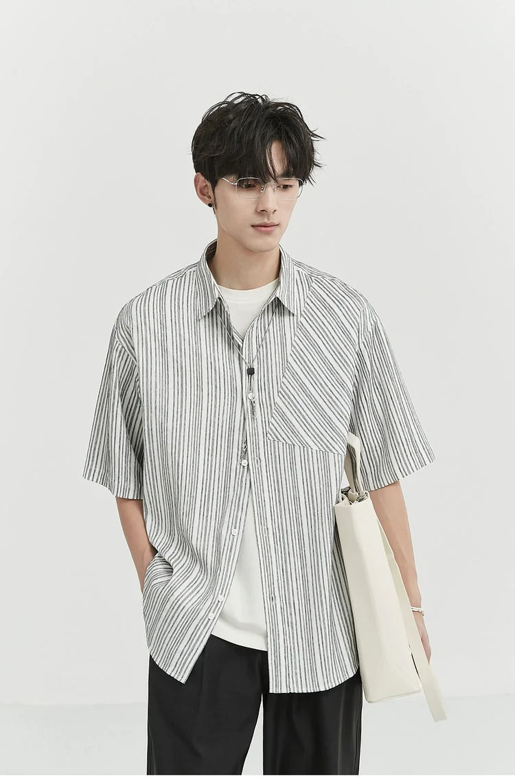 Vertical Stripe Short Sleeve Shirt - Image 10