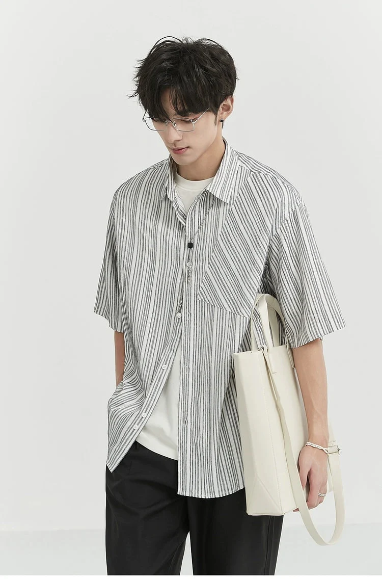 Vertical Stripe Short Sleeve Shirt - Image 11