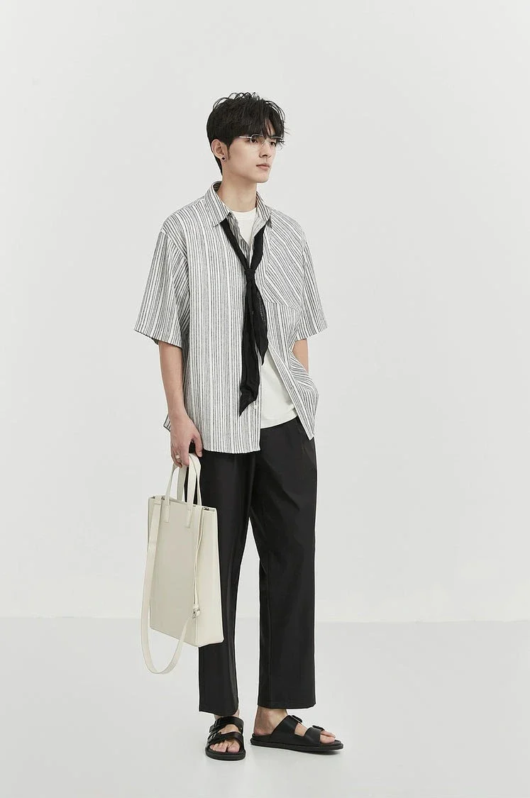 Vertical Stripe Short Sleeve Shirt - Image 12