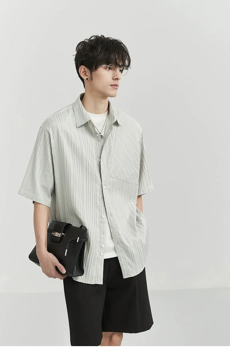 Vertical Stripe Short Sleeve Shirt - Image 4