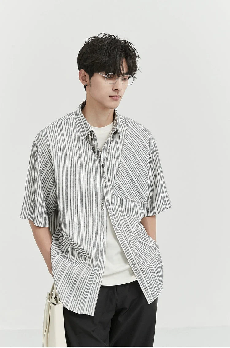 Vertical Stripe Short Sleeve Shirt - Image 7