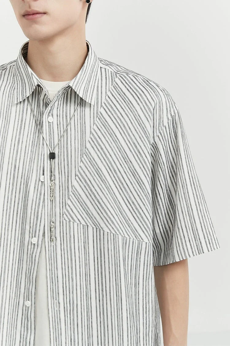 Vertical Stripe Short Sleeve Shirt - Image 8