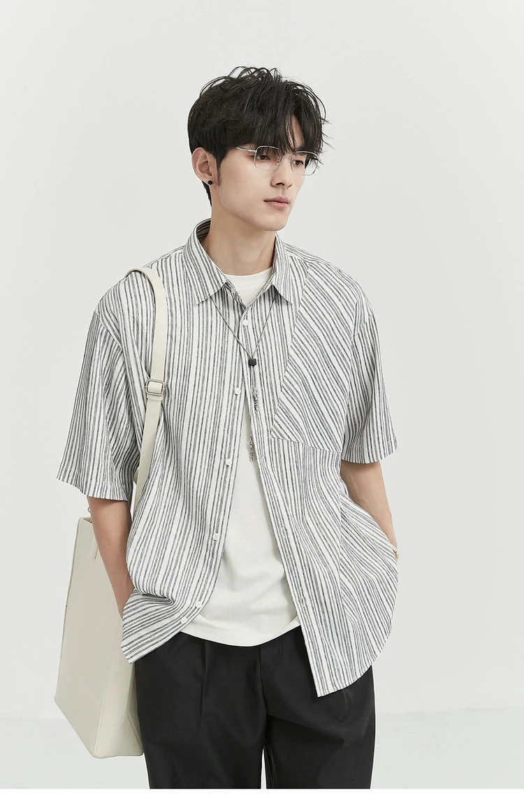 Vertical Stripe Short Sleeve Shirt - Image 9