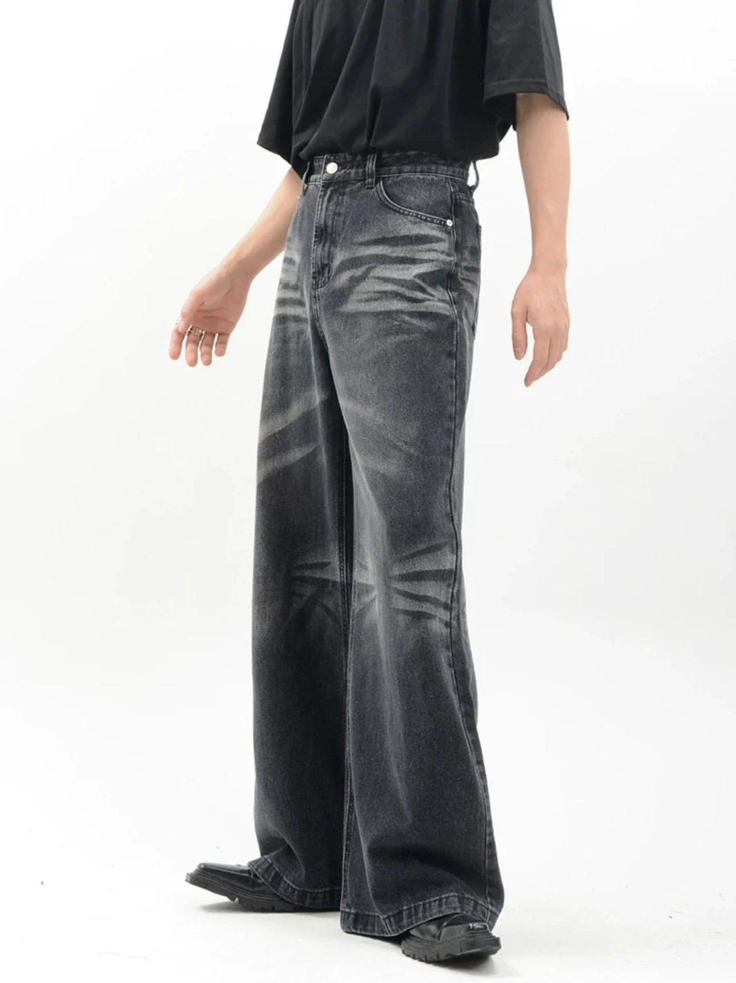Vintage Acid Crease-Effect Straight-Leg Denim Jeans - Image 17