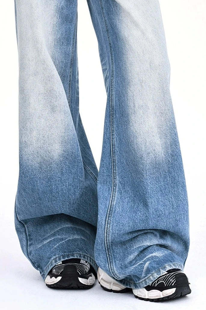 Vintage Faded Washed Wide-Leg Denim Jeans - Image 11