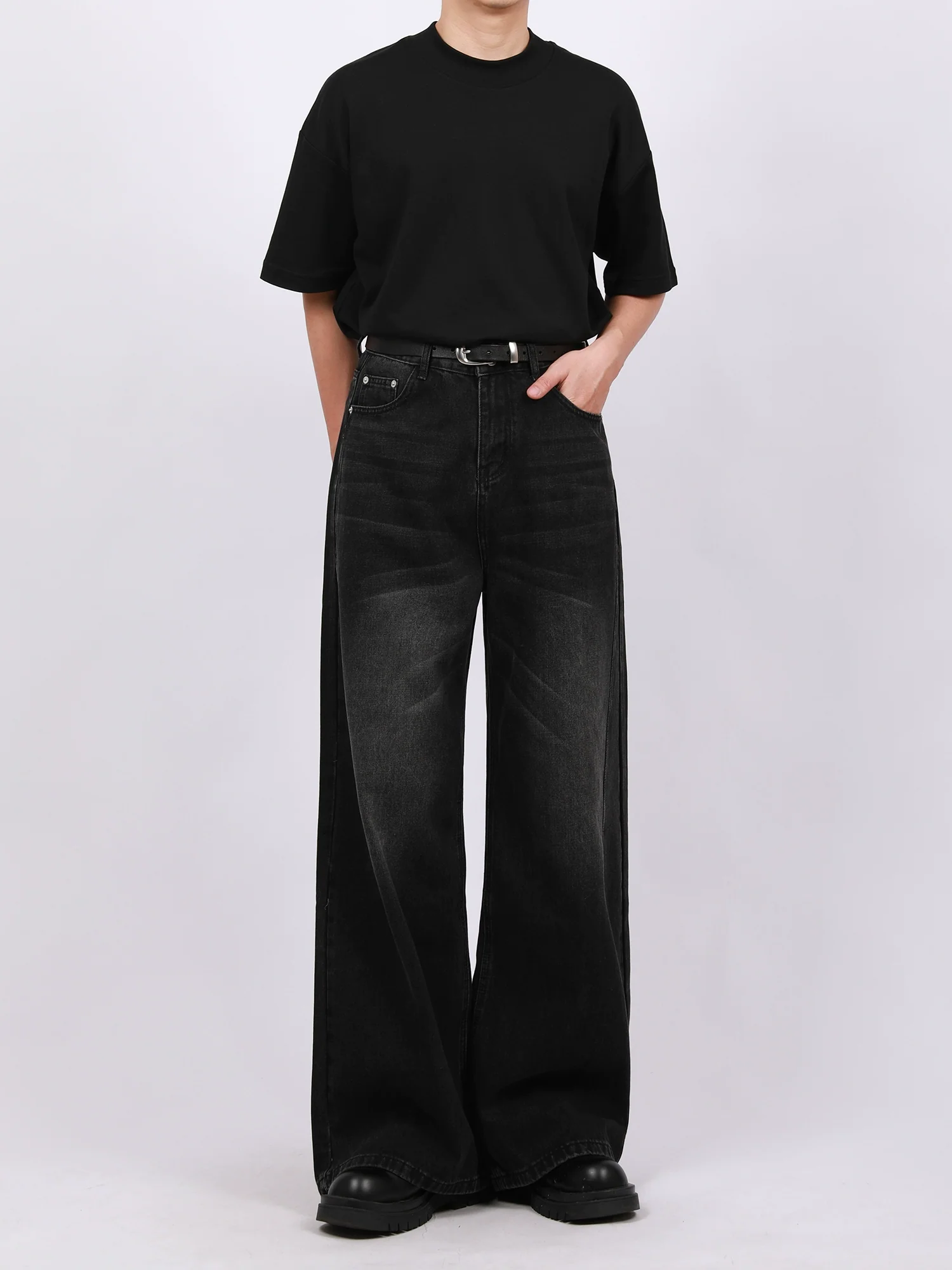 Vintage Washed Wide Leg Denim Pants - Image 3