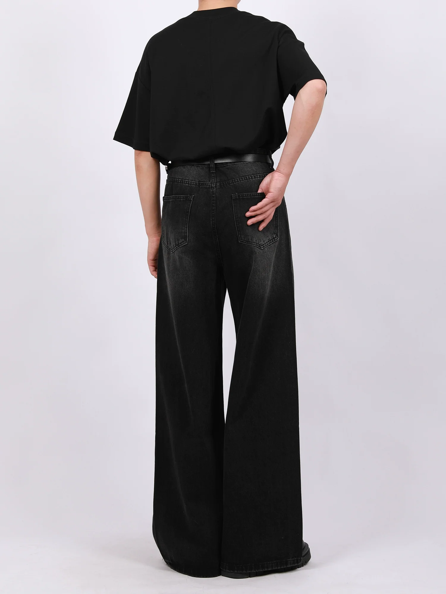 Vintage Washed Wide Leg Denim Pants - Image 5
