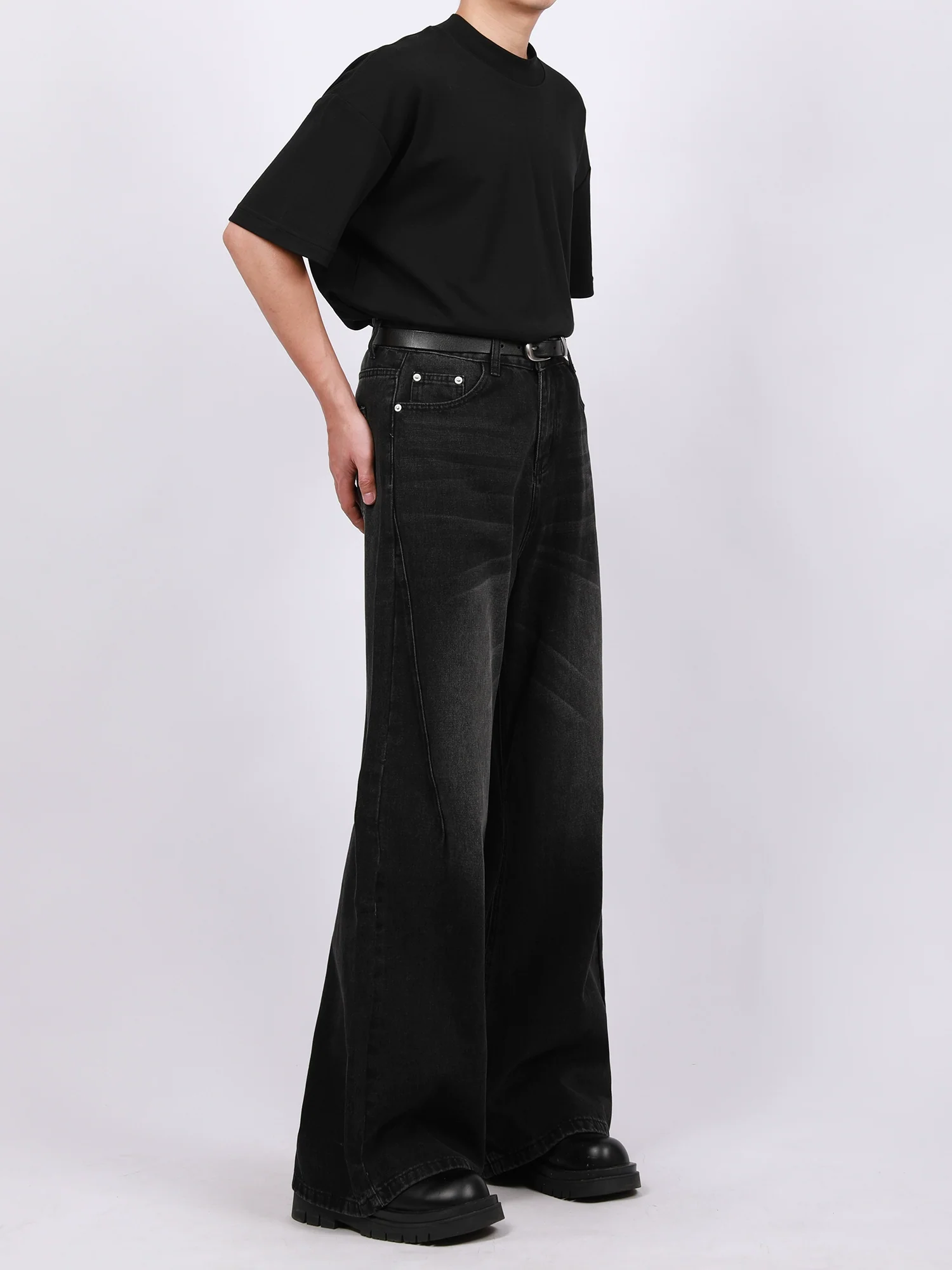 Vintage Washed Wide Leg Denim Pants - Image 6