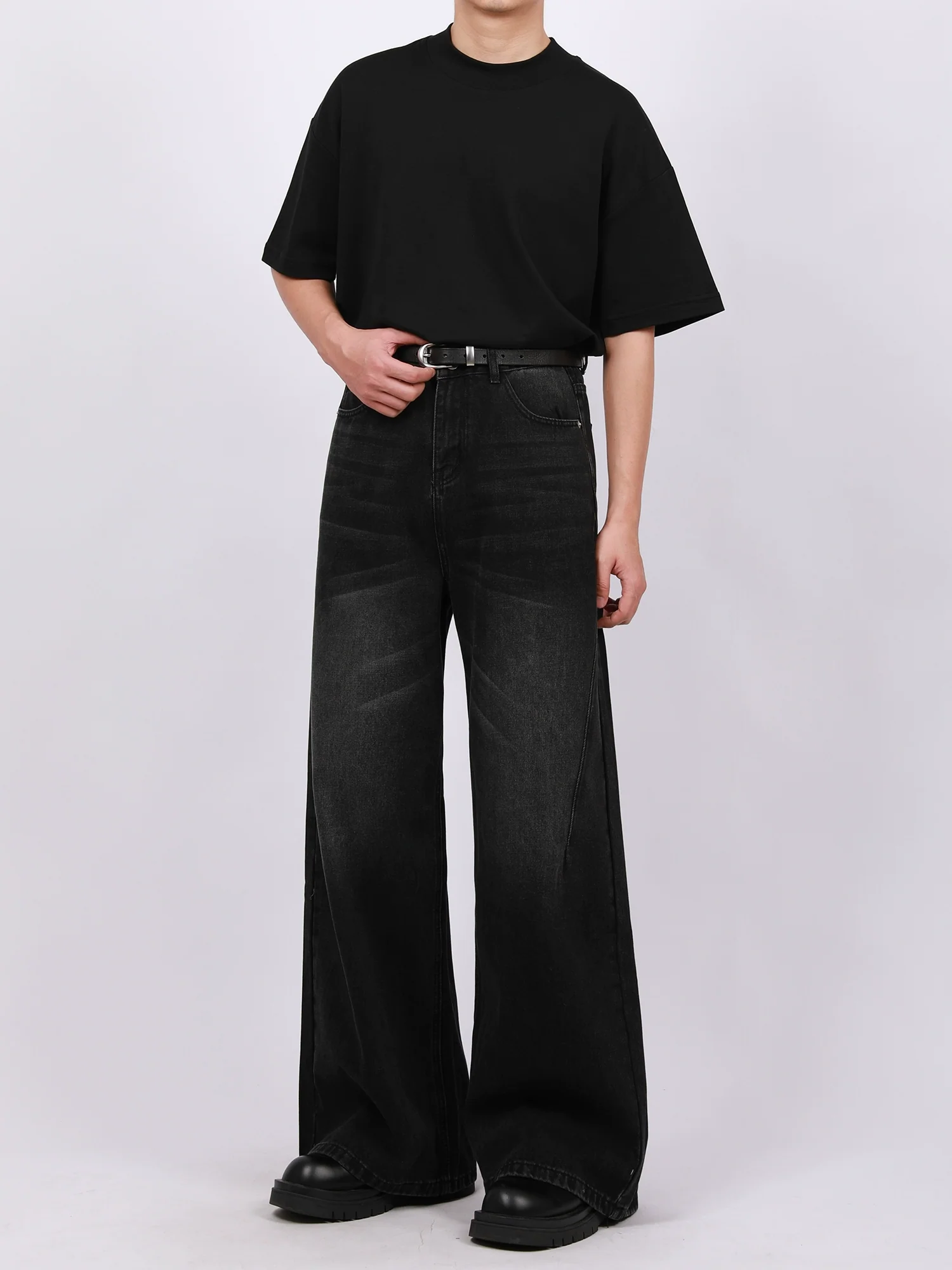 Vintage Washed Wide Leg Denim Pants - Image 7