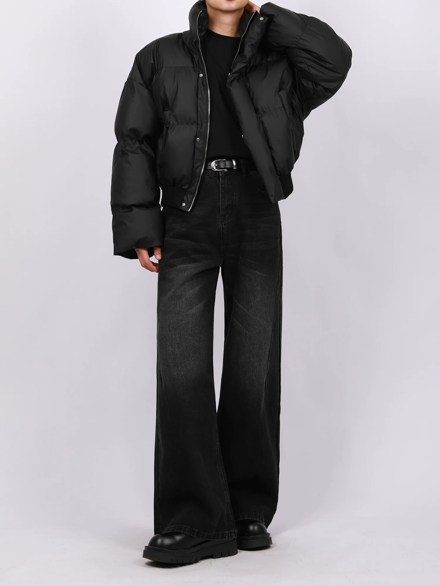 Vintage Washed Wide Leg Denim Pants - Image 8