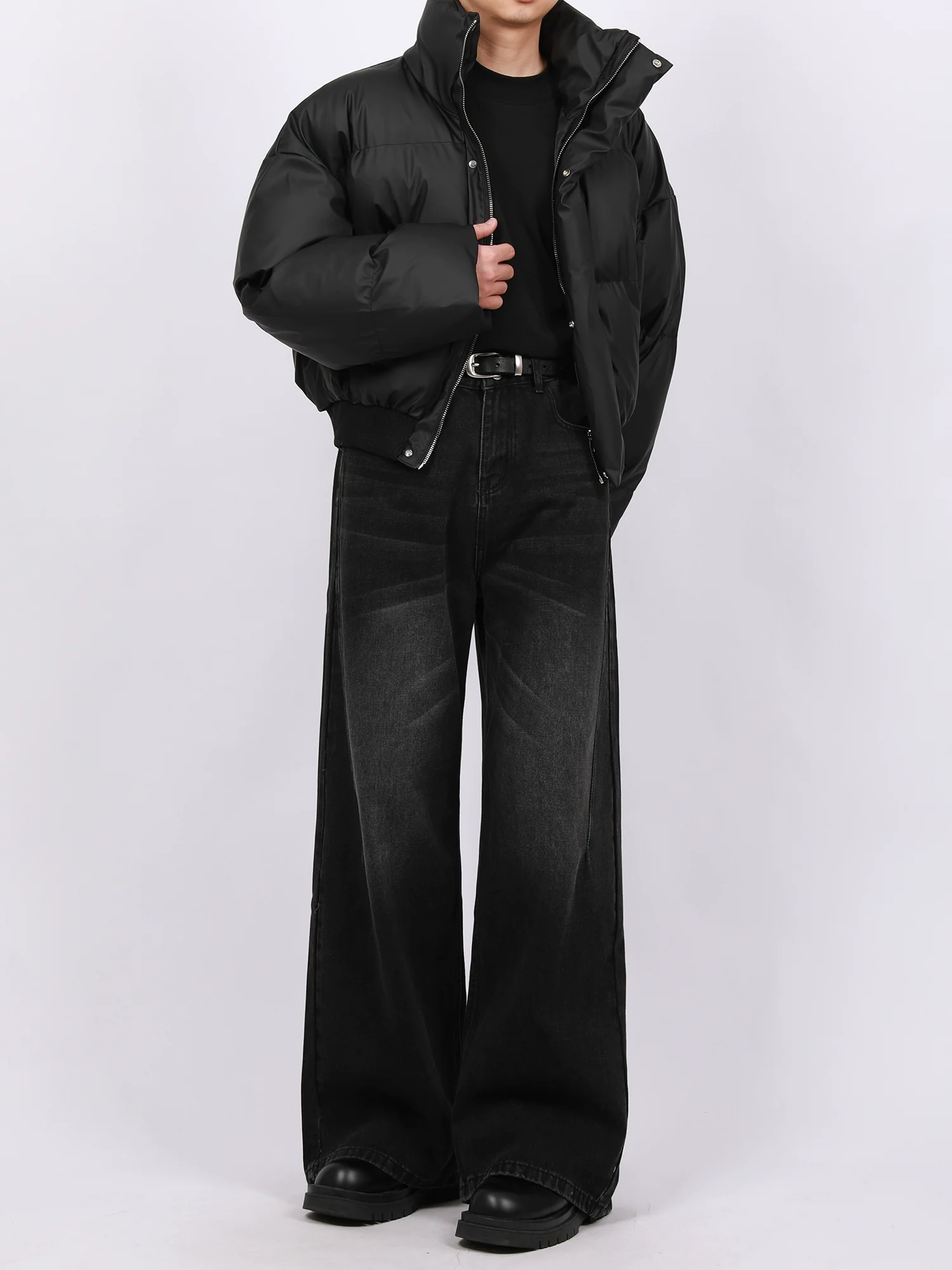 Vintage Washed Wide Leg Denim Pants - Image 9