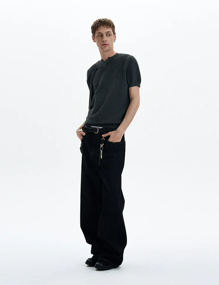 Waffle Textured Short Sleeve Henley Knit Lightweight Top - Image 12