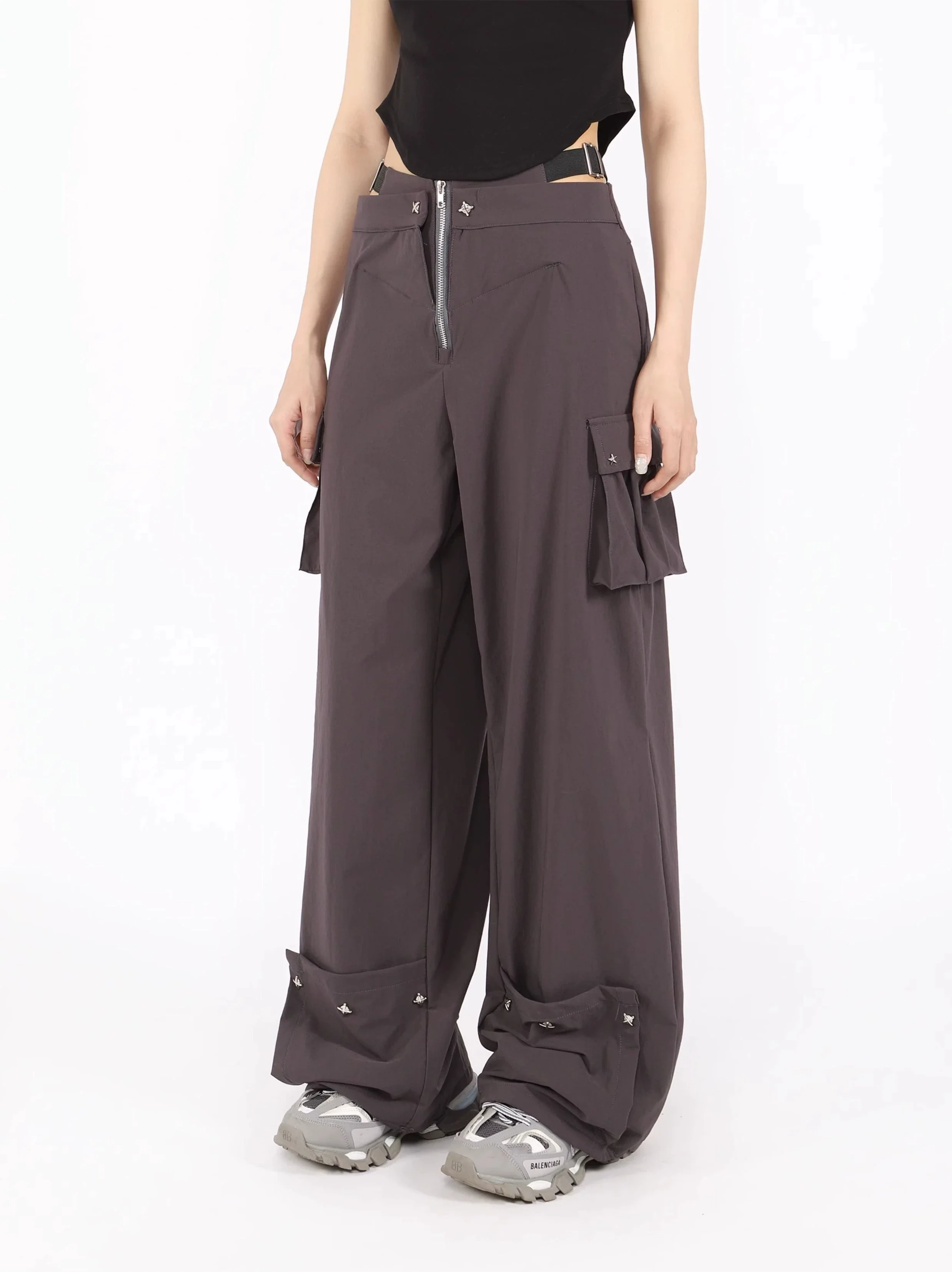 Waist-Layered Wide Leg Lightweight Cargo Pants - Image 3