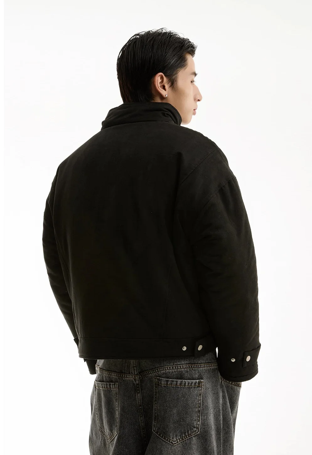 Wide High Collar Plaid Reversible Puffer Jacket - Image 7