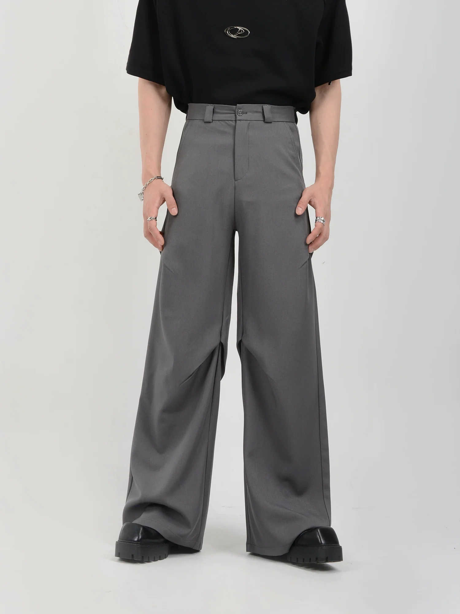 Wide Leg Belted Trousers with Pleated Detail - Image 12