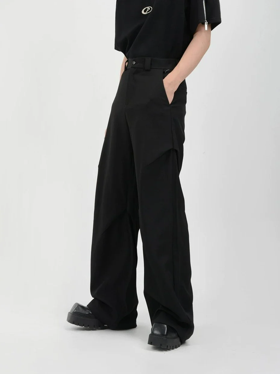 Wide Leg Belted Trousers with Pleated Detail - Image 5