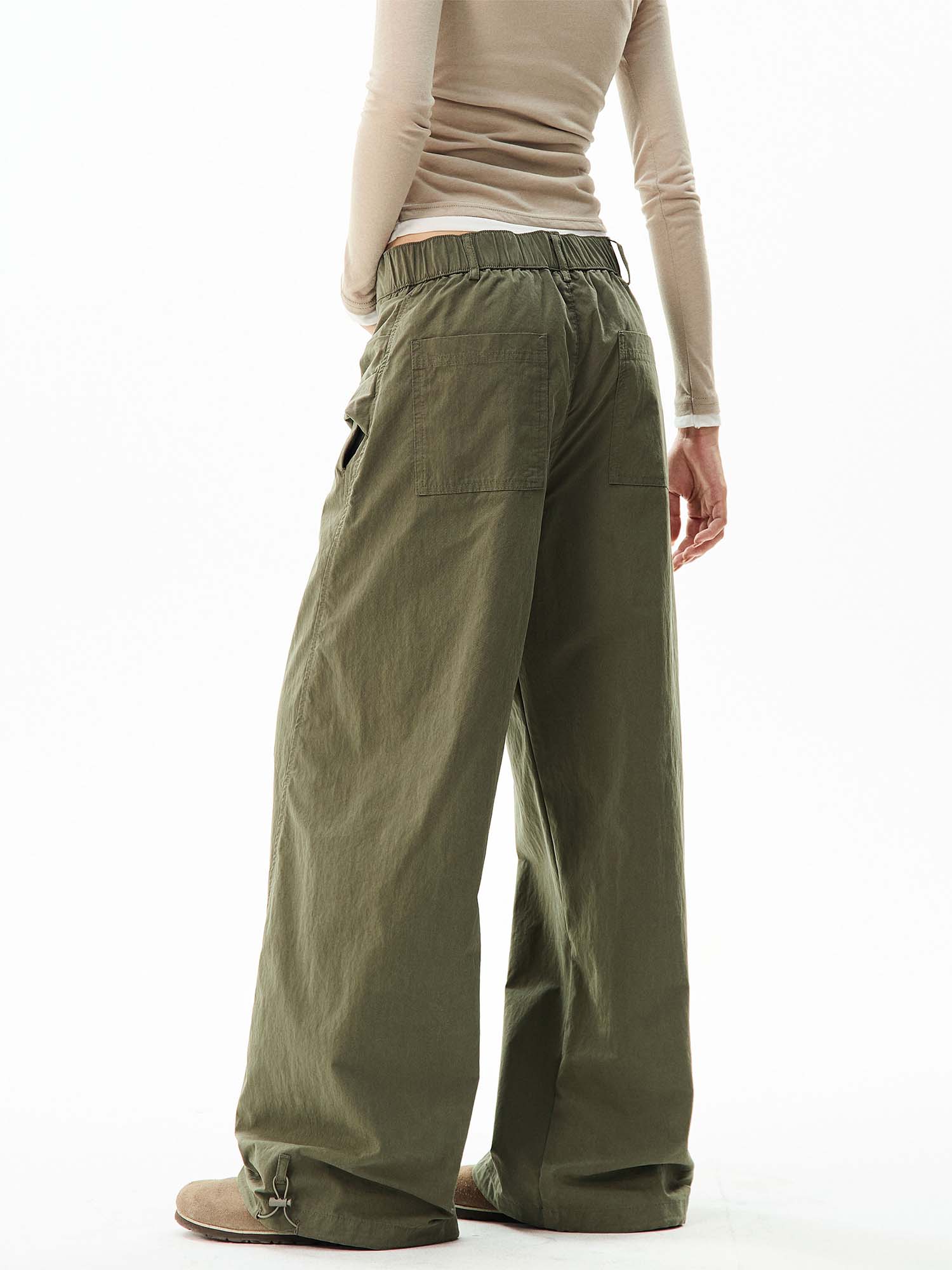 Wide-Leg Cargo Pants with Wraparound Belt Detail - Image 5