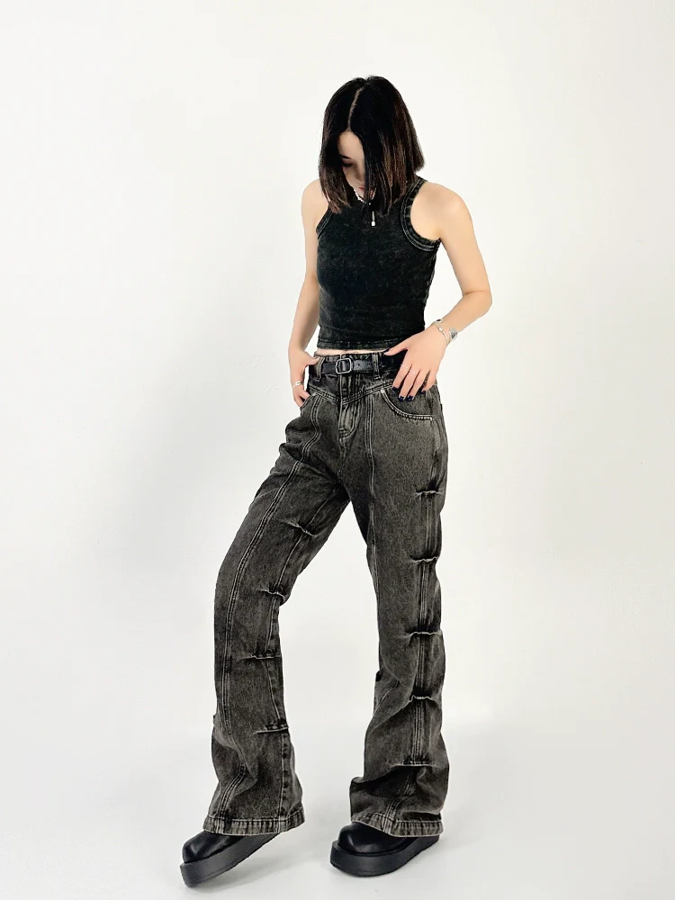 Wide Leg Denim Jeans with Contrast Stitching - Image 5