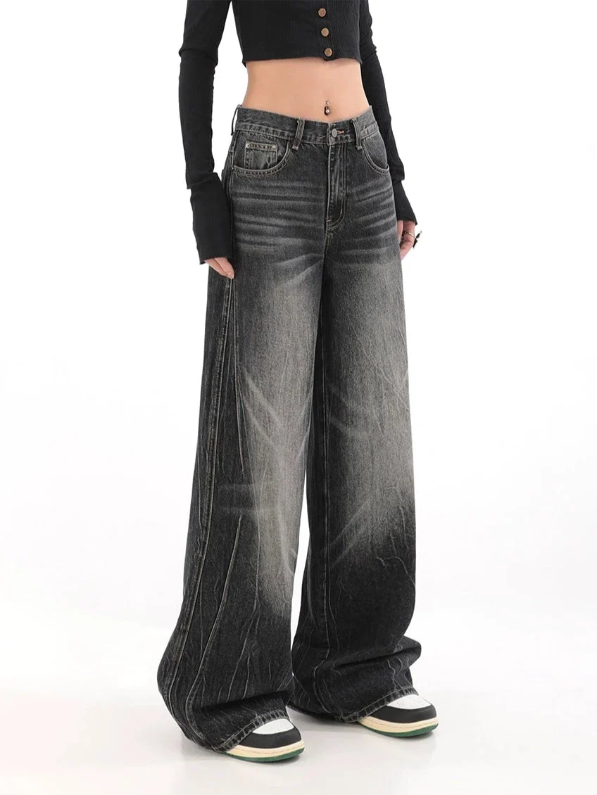 Wide-Leg Denim Vintage Wash Jeans - Image 12