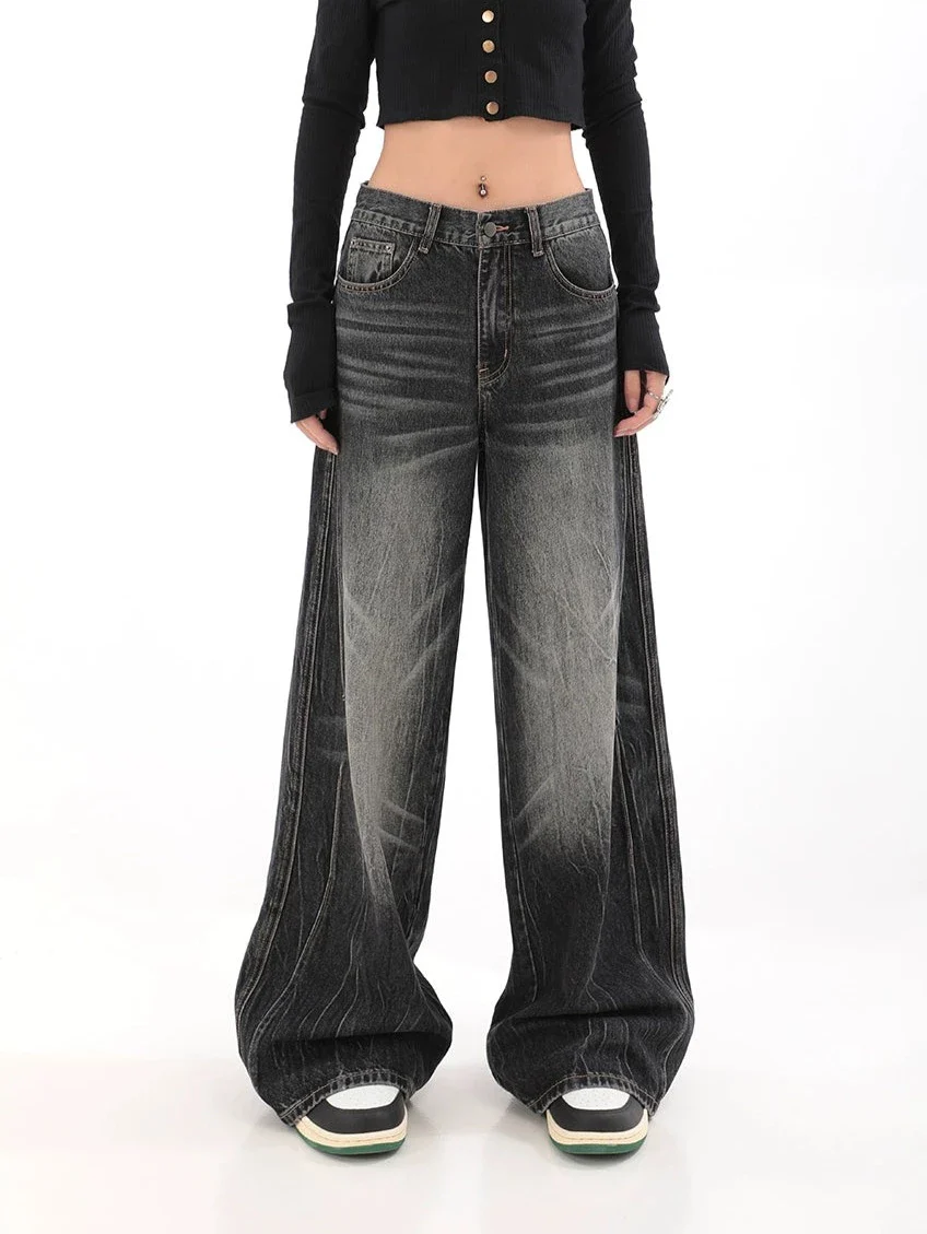 Wide-Leg Denim Vintage Wash Jeans - Image 13