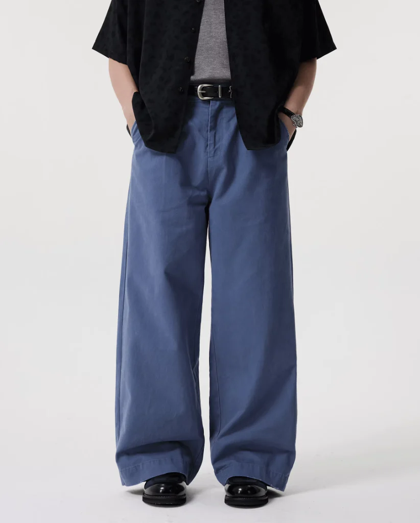 Wide Leg Draped Chino Pants with Belt Loops - Image 5